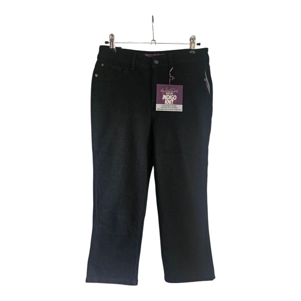 Gloria Vanderbilt NWT Simone Womens 6 Cropped Pants Black Indigo Knit Stretch...